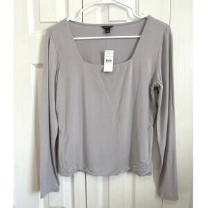 Ann Taylor NWT Luxe Gray Modal Viscose Square Neck Long Sleeve Top Medium